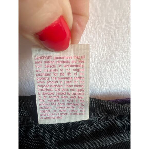 Vintage 90s Jansport Fanny Pack Made in USA Hip Waist Bag 1990's Black & Purple - Picture 5 of 13